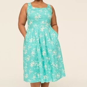 Lane Bryant Aqua Floral Midi Dress